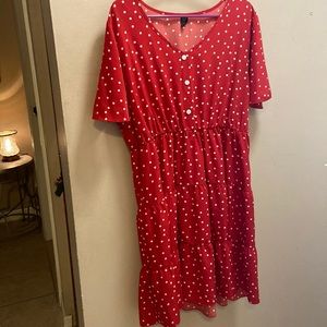 Red and white polka dot dress